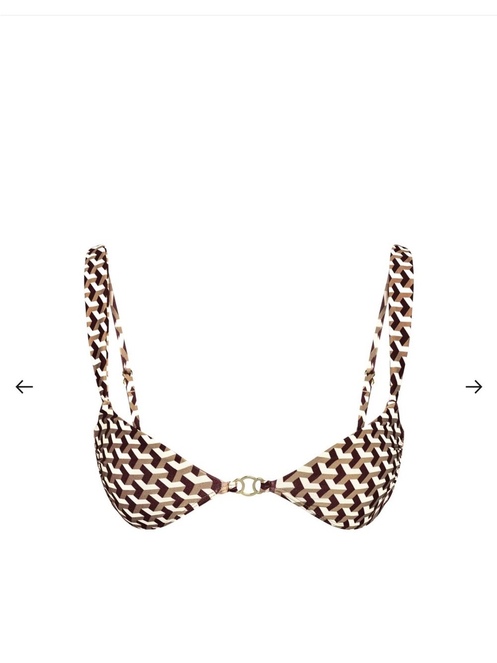 Monday Swimwear Brown & Cream Geo Ring-Front Bikini Top